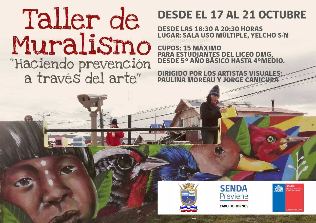 SENDA PREVIENE EN PUERTO WILLIAMS INVITA A TALLER DE MURALISMO: “HACIENDO PREVENCION A TRAVÉS DEL ARTE”.
